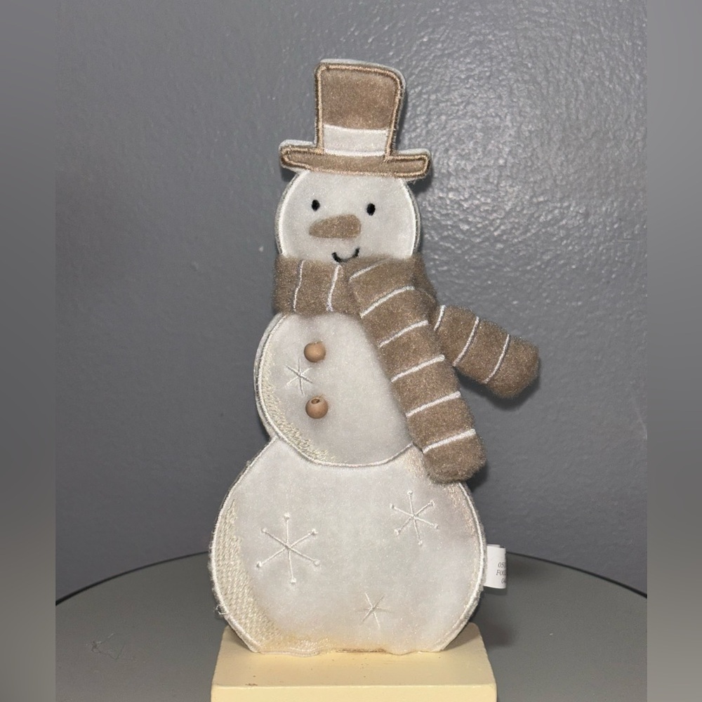 New for 2024 Holiday / Christmas Season.  Fabric Christmas Snowman Figurine
